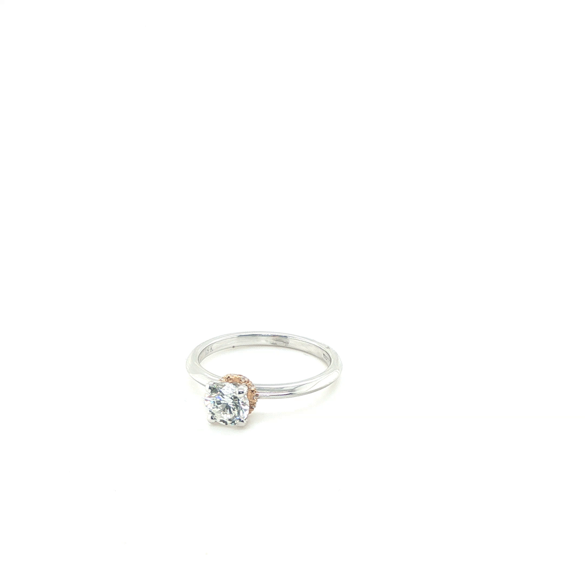 Classic Round Brilliant Cut Diamond Solitaire Engagement Ring in 18k White Gold