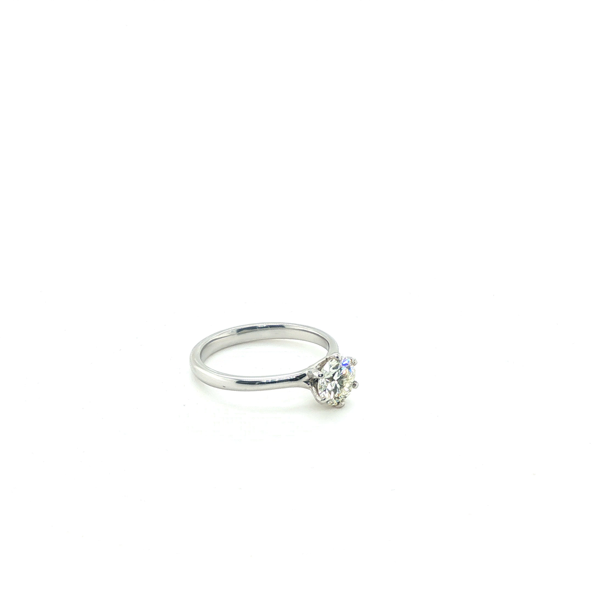 Classic Round Brilliant-Cut Diamond Solitaire Engagement Ring in White Gold