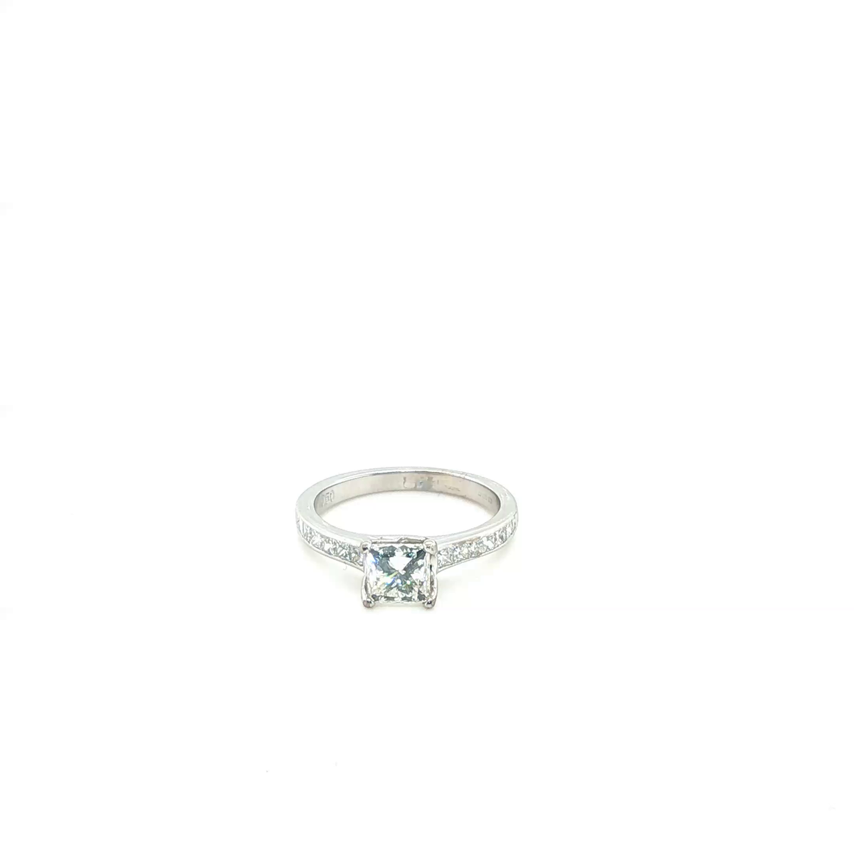 Princess Cut Brilliant Diamond Engagement Ring in Polished White Gold