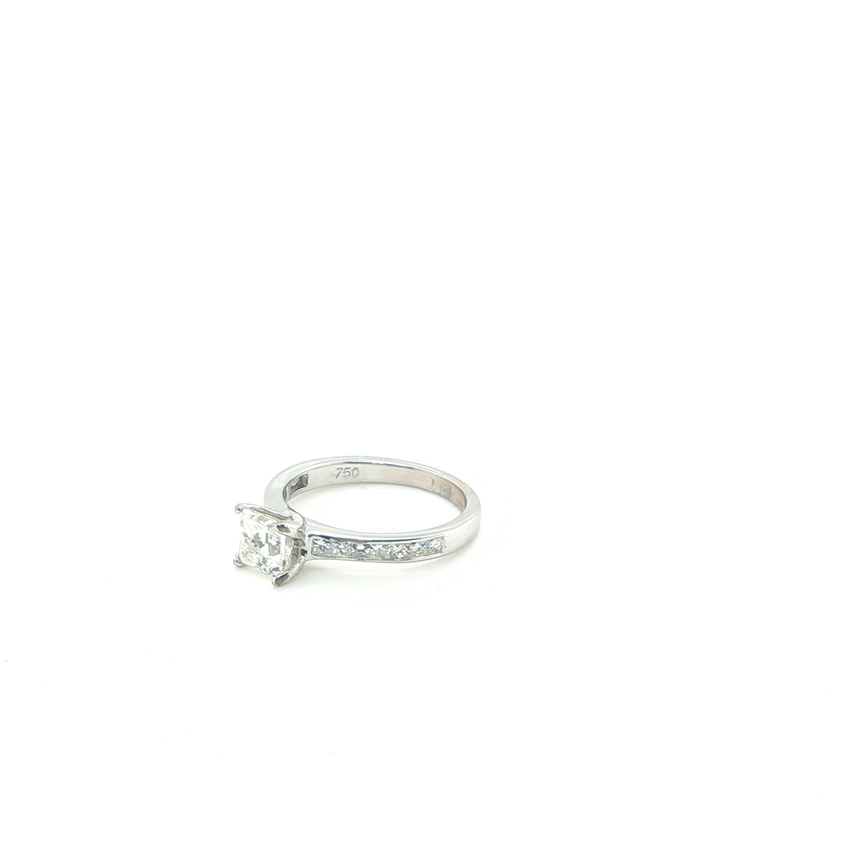 Princess Cut Brilliant Diamond Engagement Ring in Polished White Gold