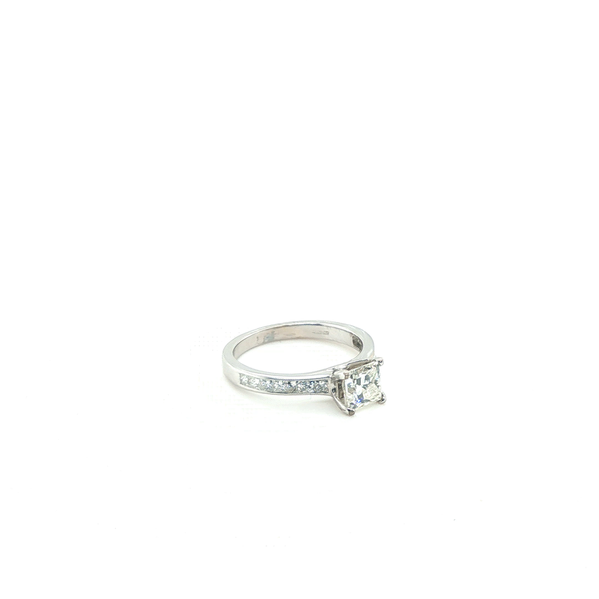 Princess Cut Brilliant Diamond Engagement Ring in Polished White Gold