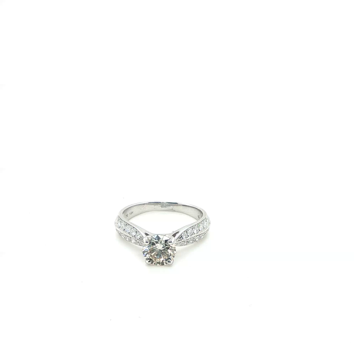 Round Brilliant Cut Diamond Solitaire Engagement Ring in White Gold