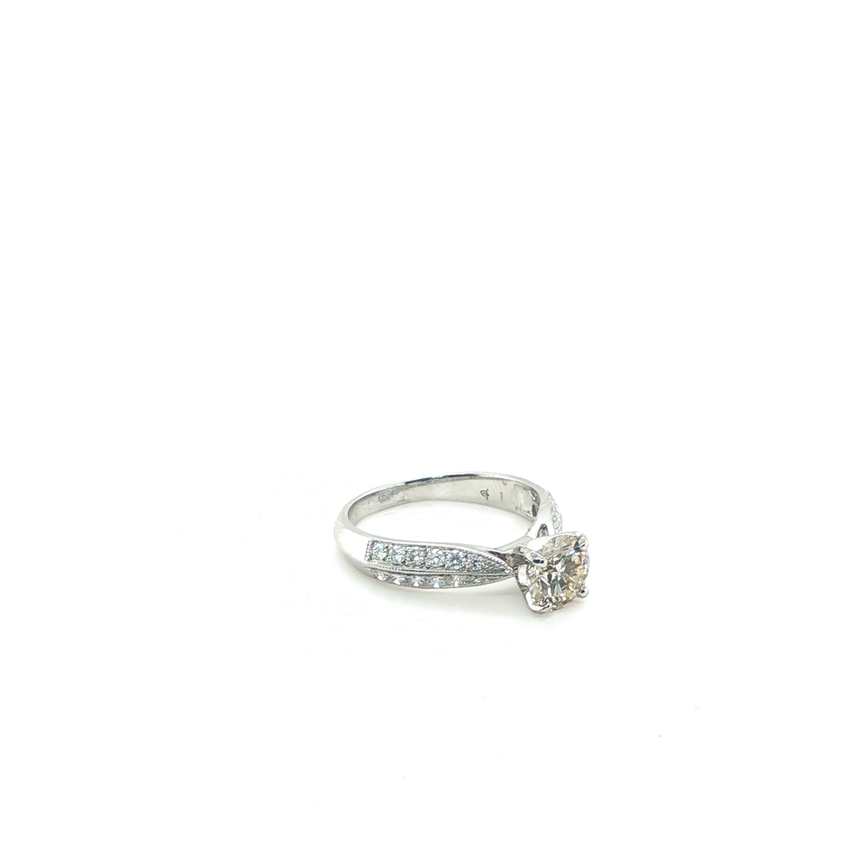 Round Brilliant Cut Diamond Solitaire Engagement Ring in White Gold