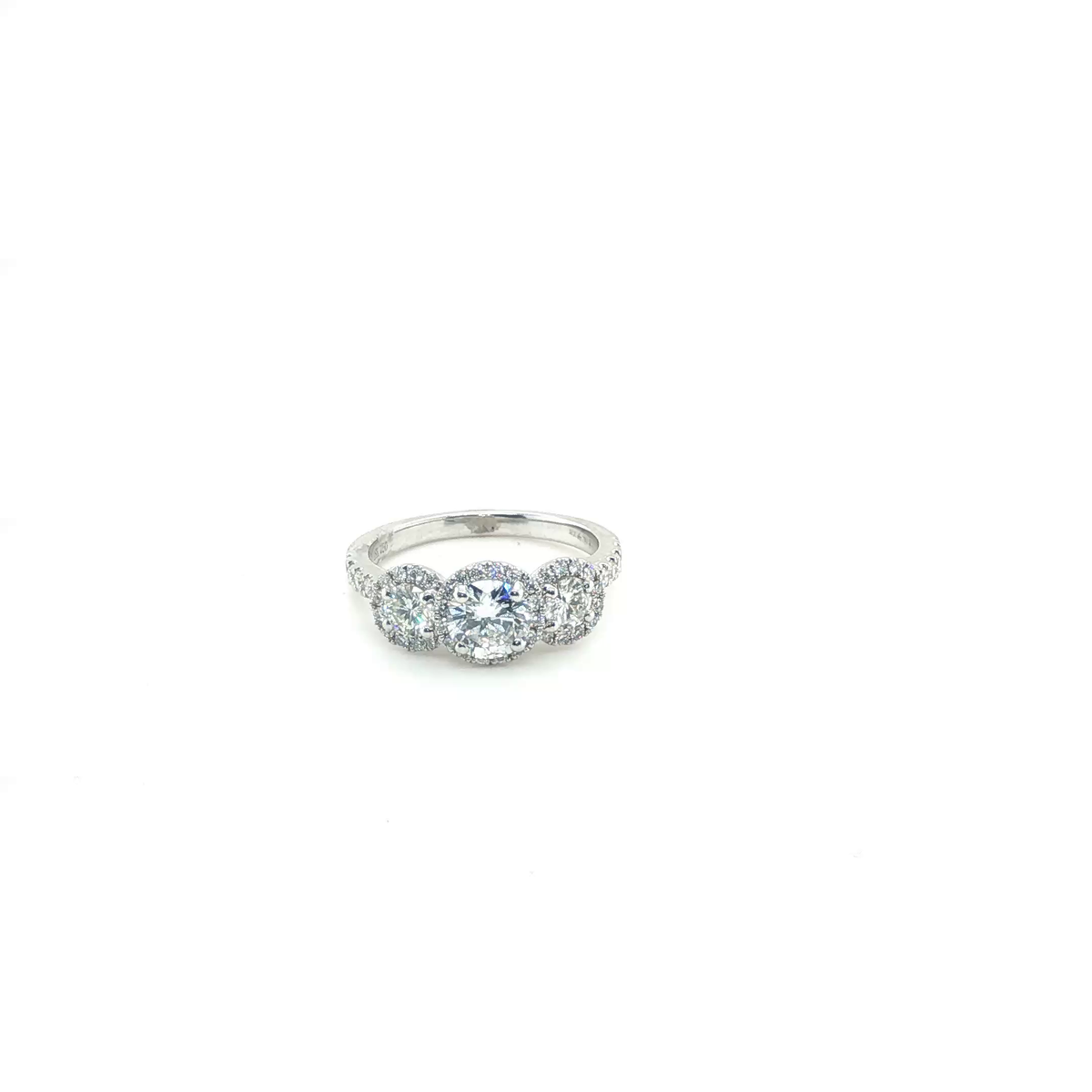 Classic Round Brilliant Cut Diamond Engagement Ring in White Gold Pave Setting