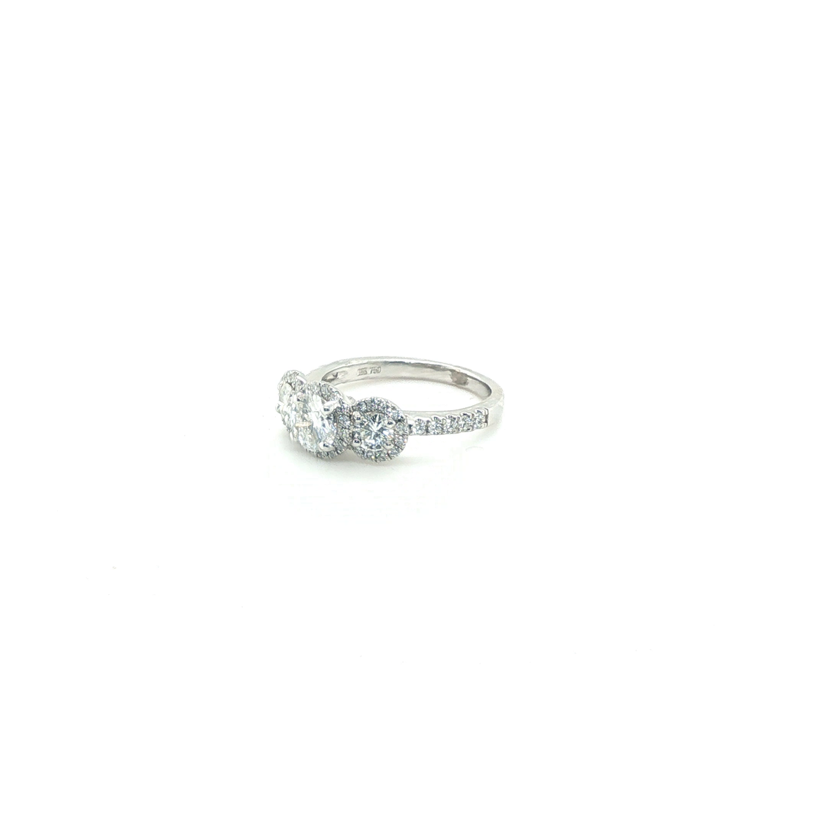 Classic Round Brilliant Cut Diamond Engagement Ring in White Gold Pave Setting