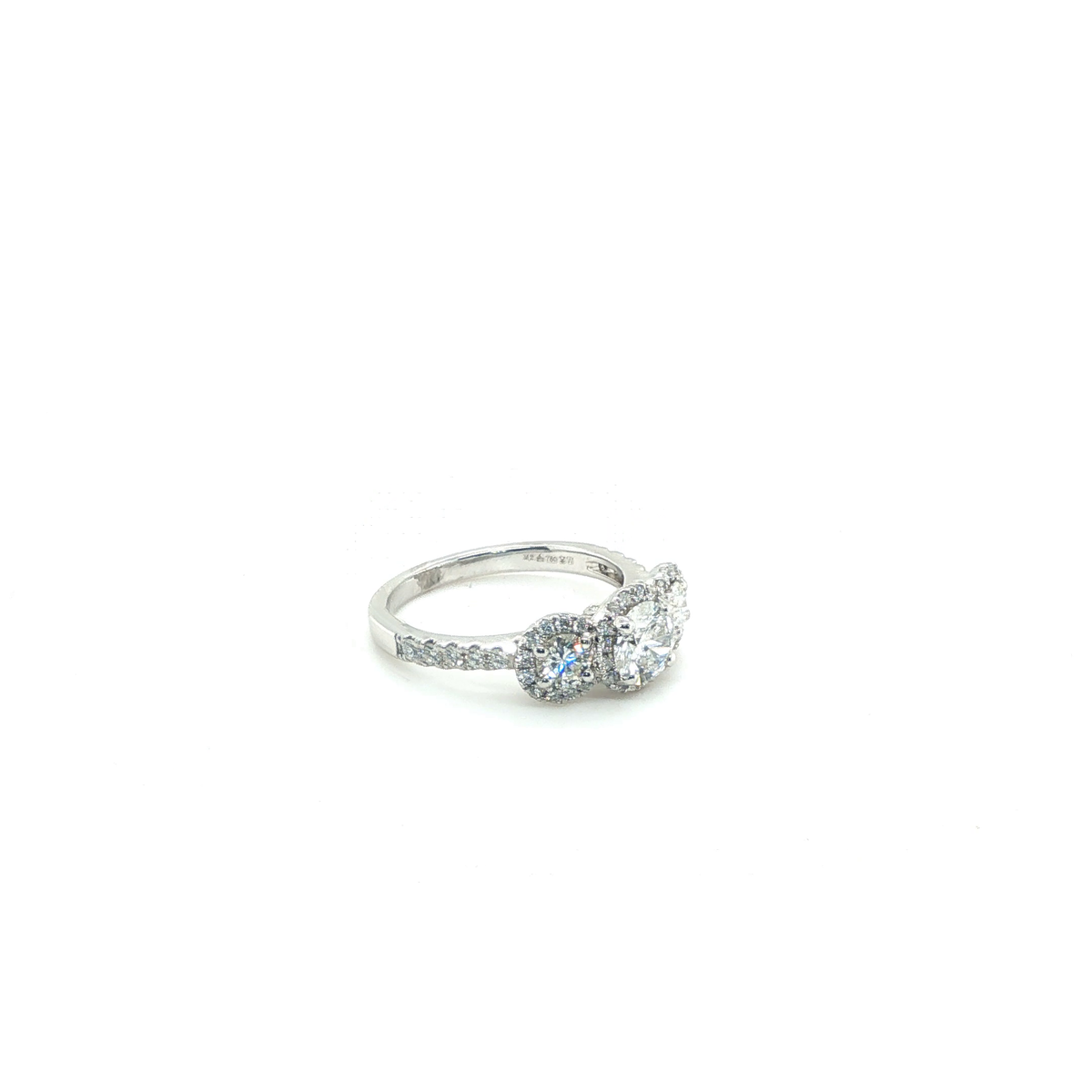 Classic Round Brilliant Cut Diamond Engagement Ring in White Gold Pave Setting