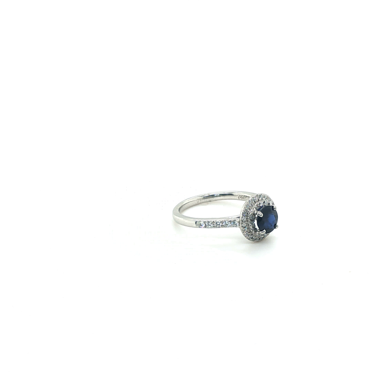 Royal Blue Round Brilliant Sapphire Pavé Engagement Ring in Platinum