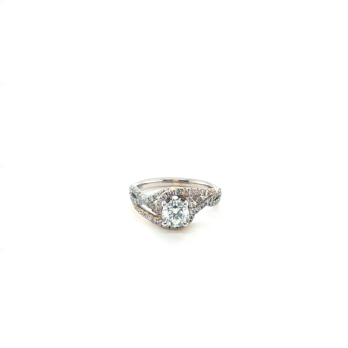 Round Brilliant Cut Diamond Engagement Ring in 18k White Gold