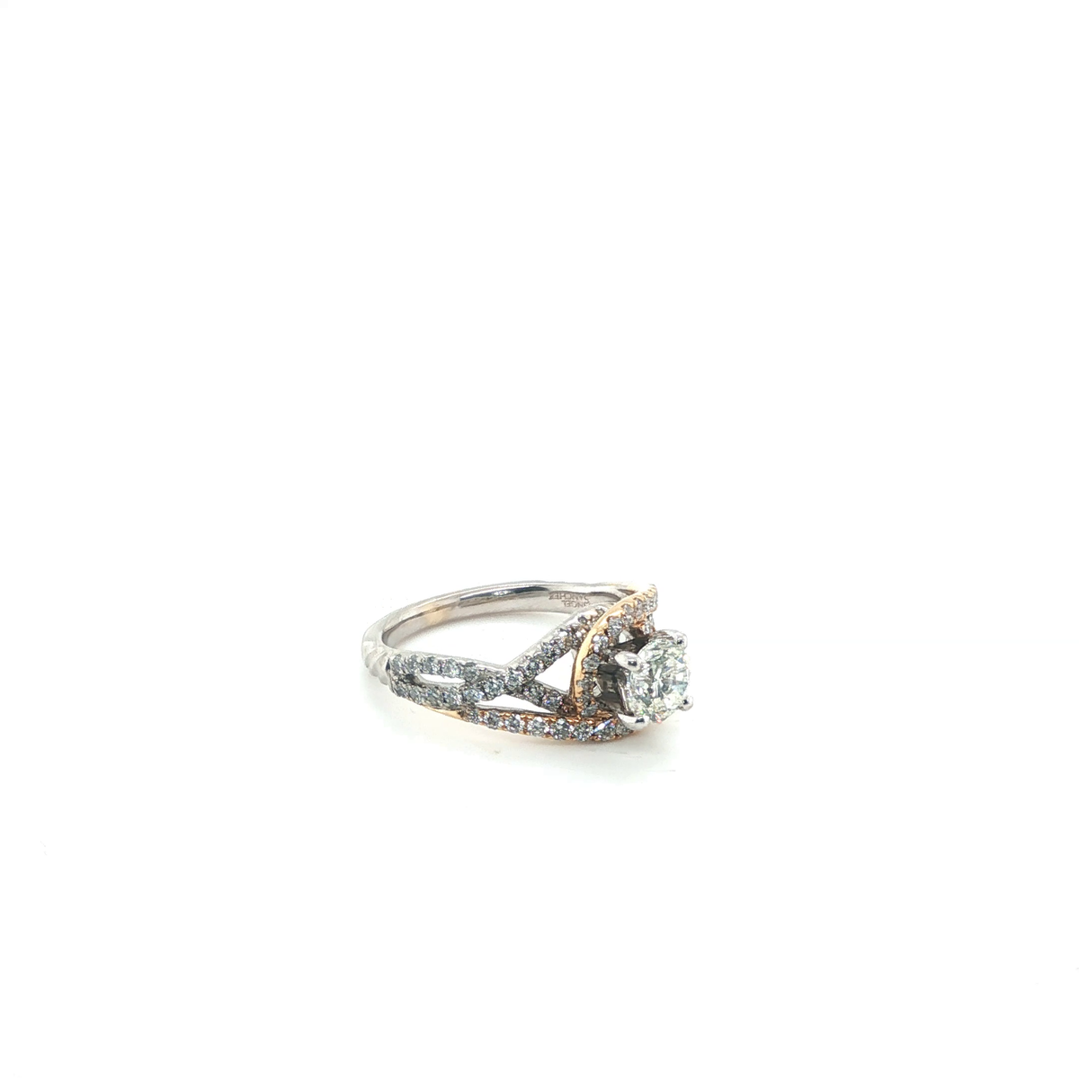 Round Brilliant Cut Diamond Engagement Ring in 18k White Gold