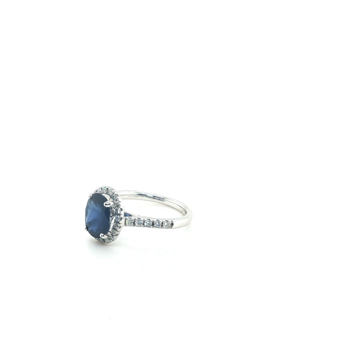 Royal Blue Oval Brilliant Sapphire Engagement Ring in 18k White Gold