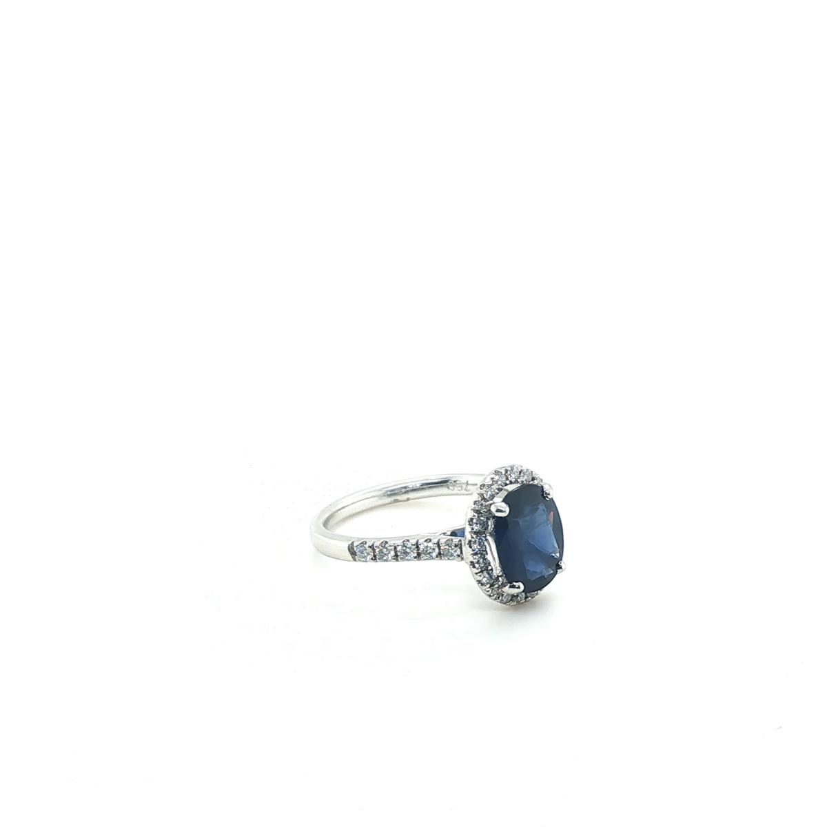 Royal Blue Oval Brilliant Sapphire Engagement Ring in 18k White Gold