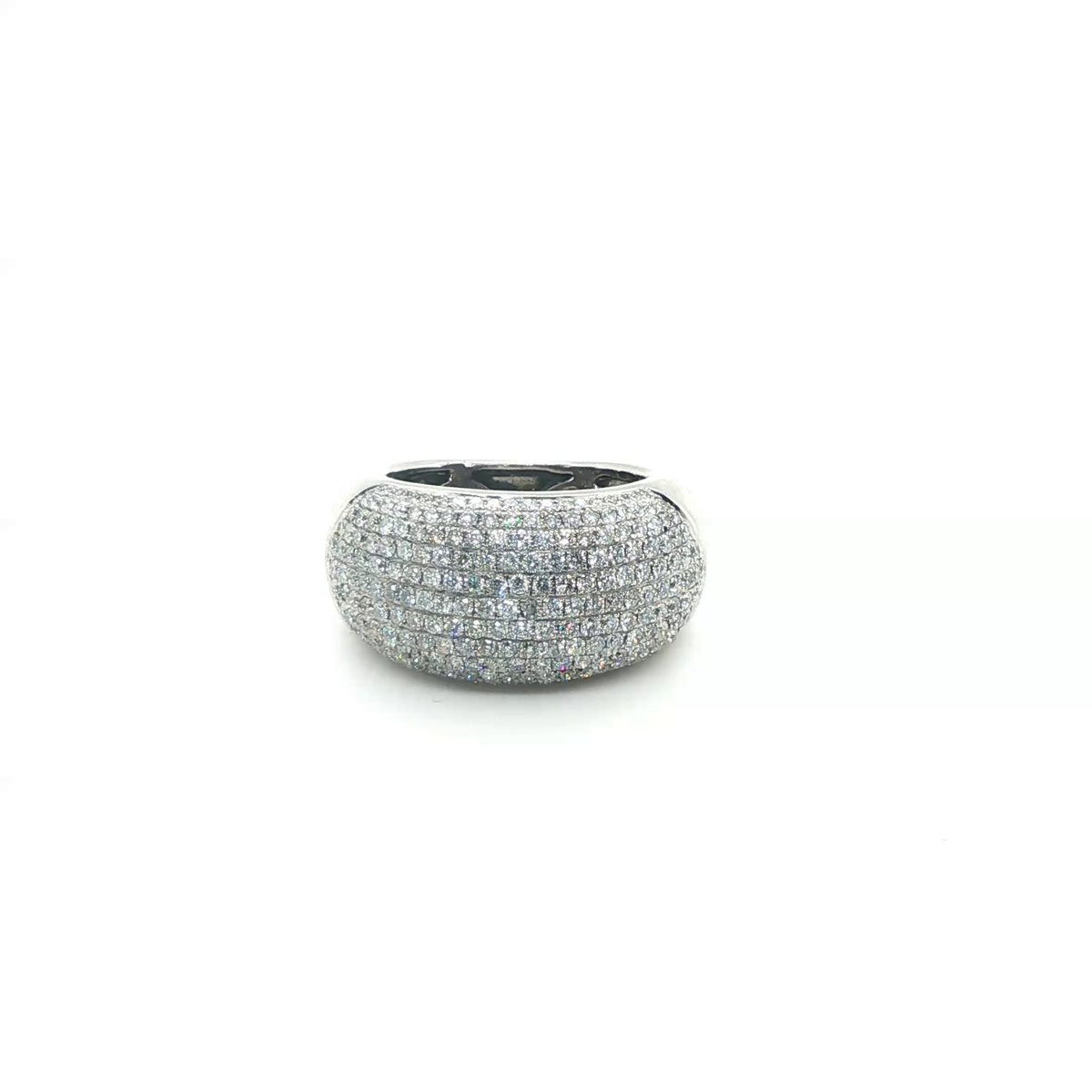 Minimalist White Gold Tension-Set Round Brilliant Diamond Band Ring
