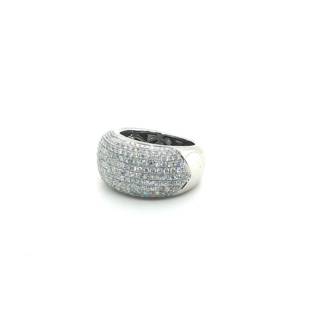Minimalist White Gold Tension-Set Round Brilliant Diamond Band Ring
