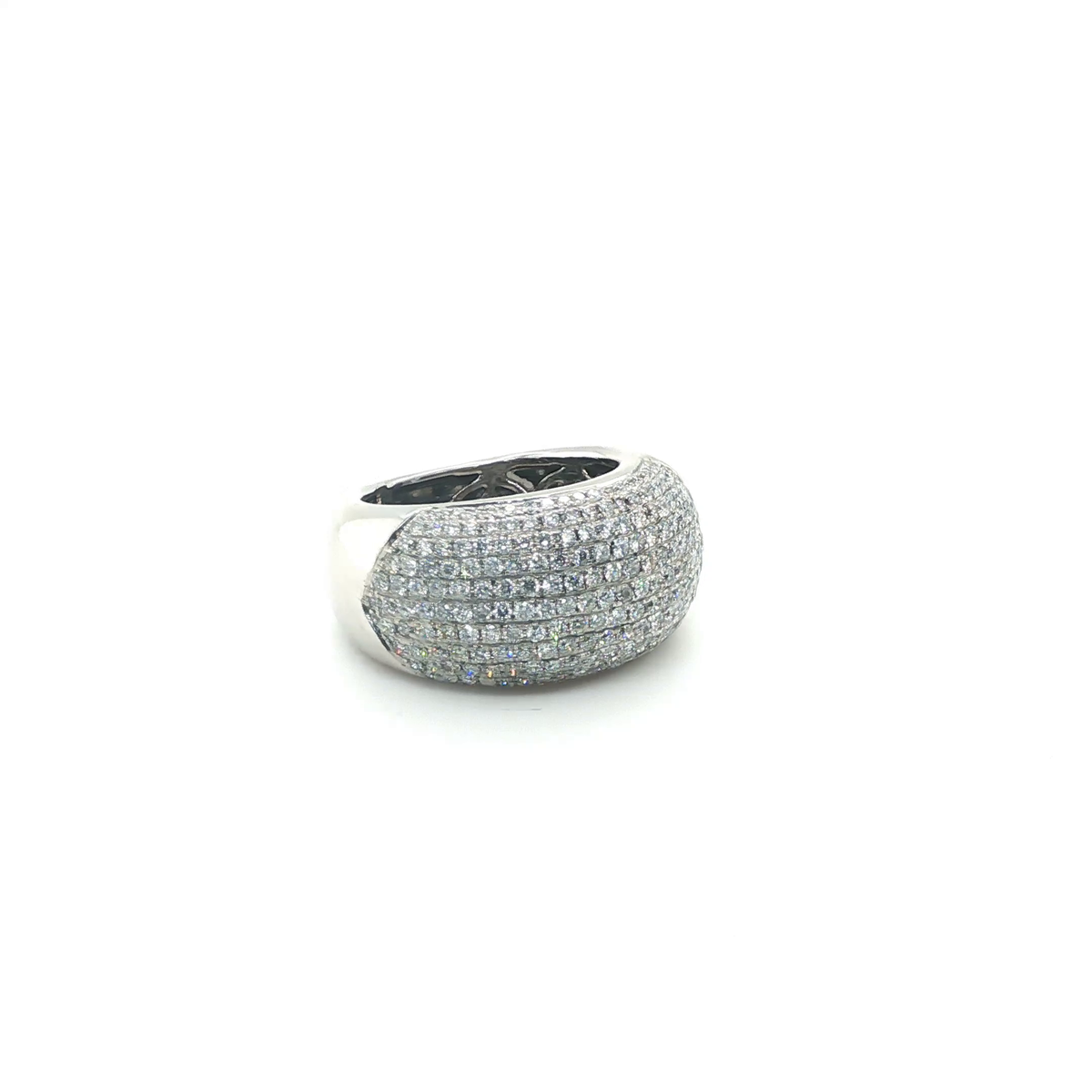 Minimalist White Gold Tension-Set Round Brilliant Diamond Band Ring