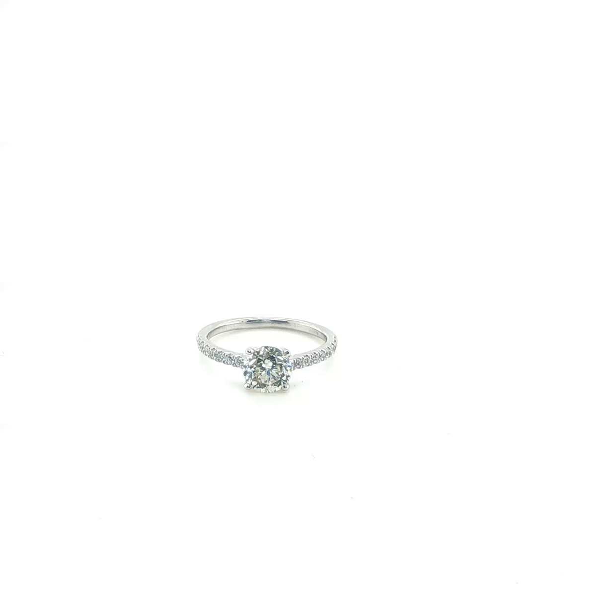 Round Brilliant-Cut Diamond Pavé Engagement Ring in Platinum