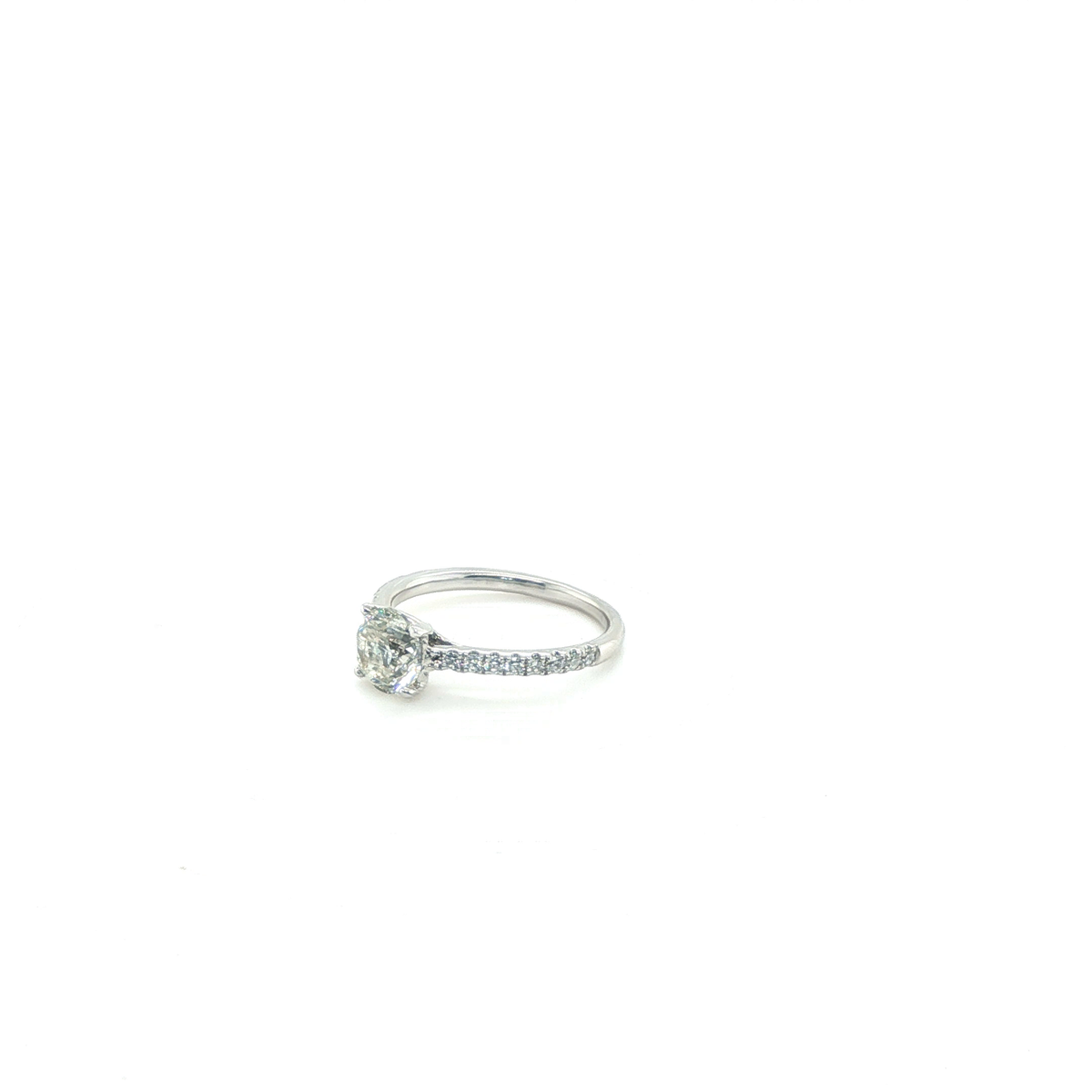 Round Brilliant-Cut Diamond Pavé Engagement Ring in Platinum