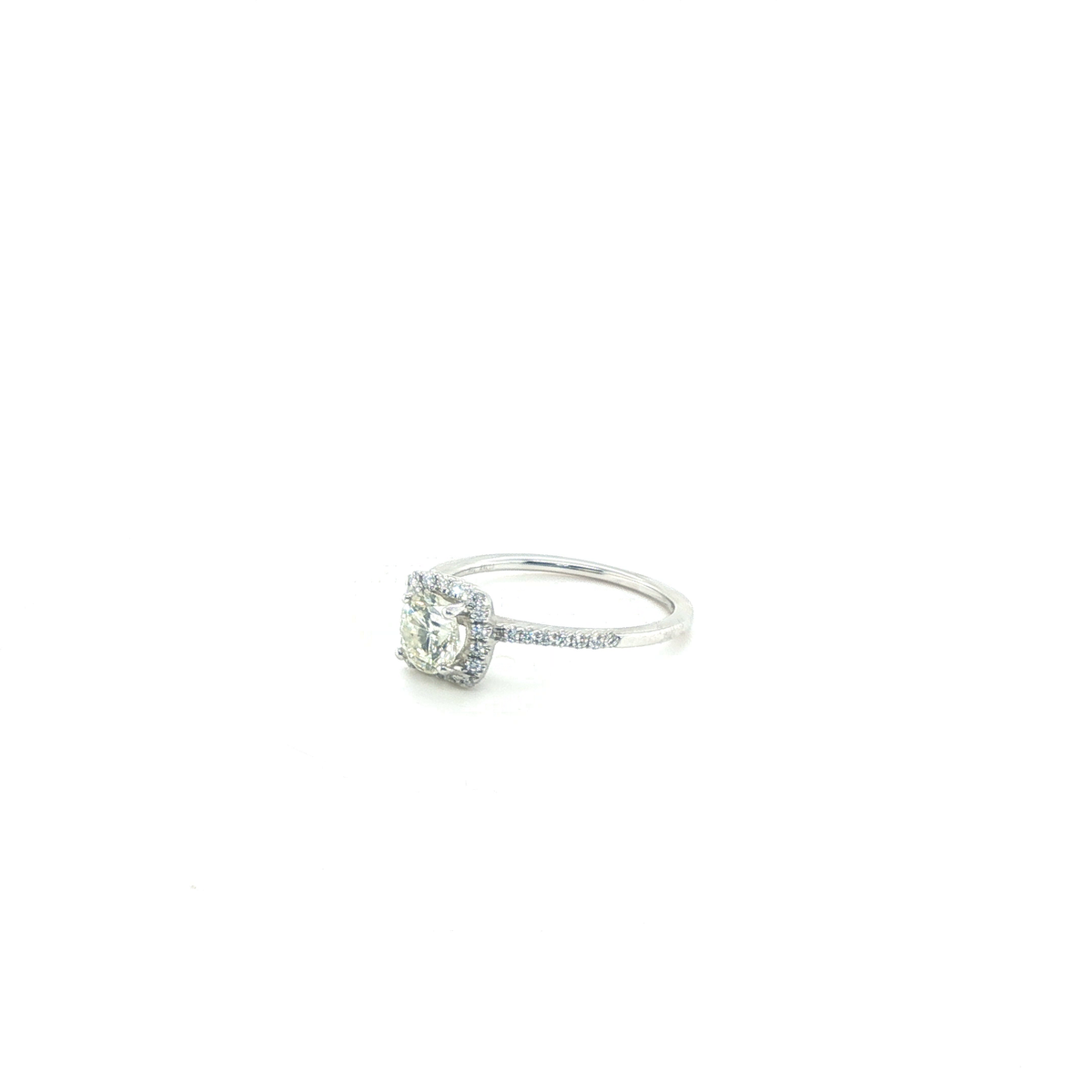 Round Brilliant Diamond Square Halo Engagement Ring in White Gold