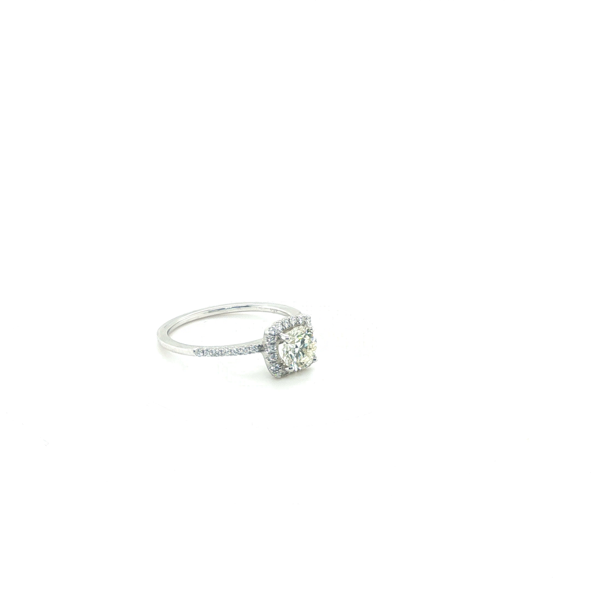 Round Brilliant Diamond Square Halo Engagement Ring in White Gold