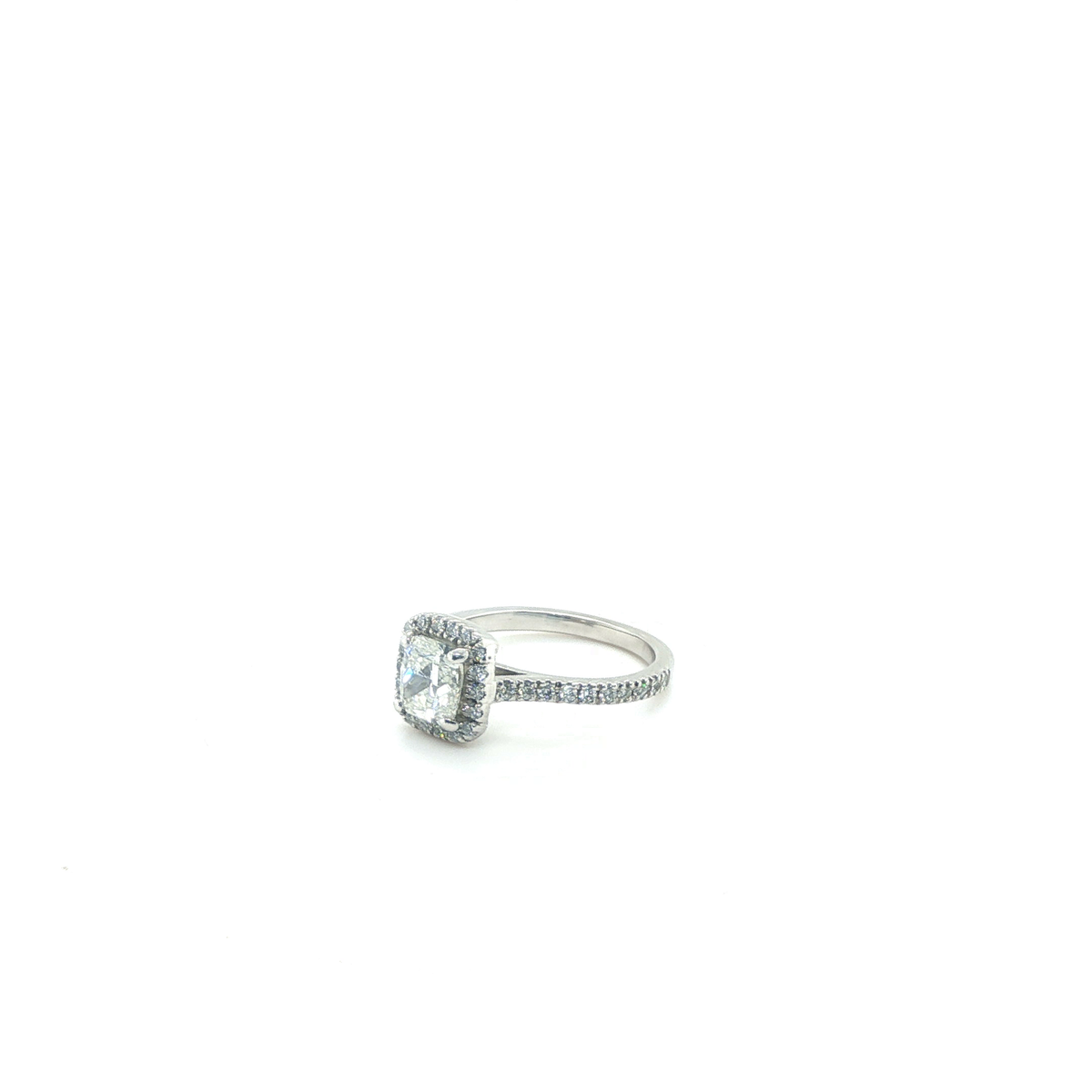 Cushion Brilliant Diamond Halo Platinum Engagement Ring