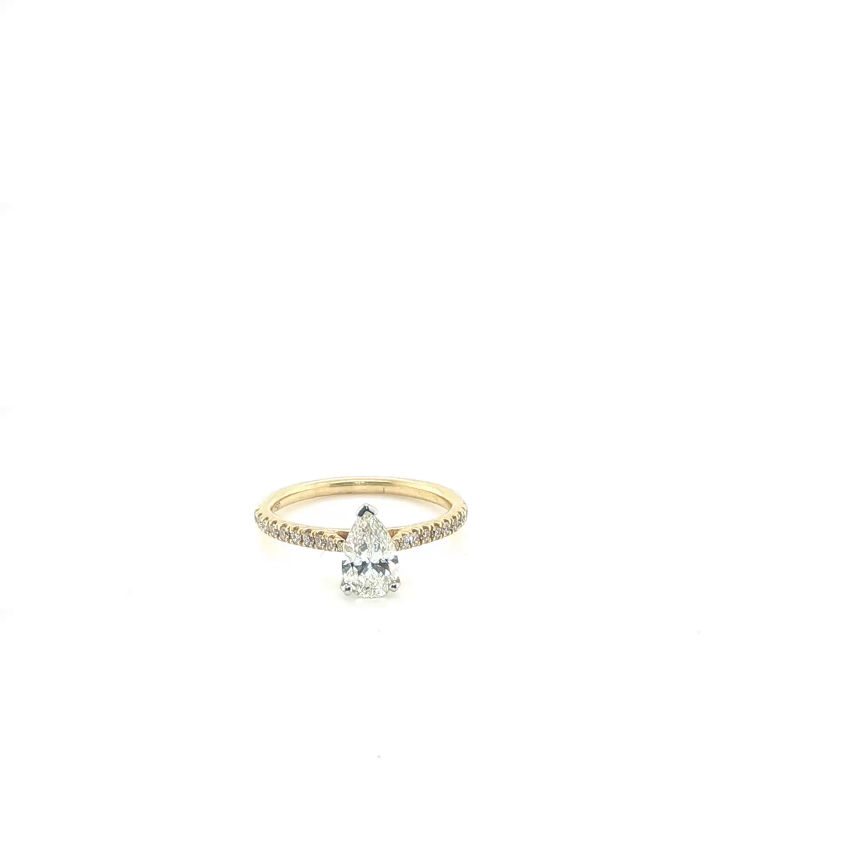 Pear Brilliant Diamond Yellow Gold Pavé Engagement Ring