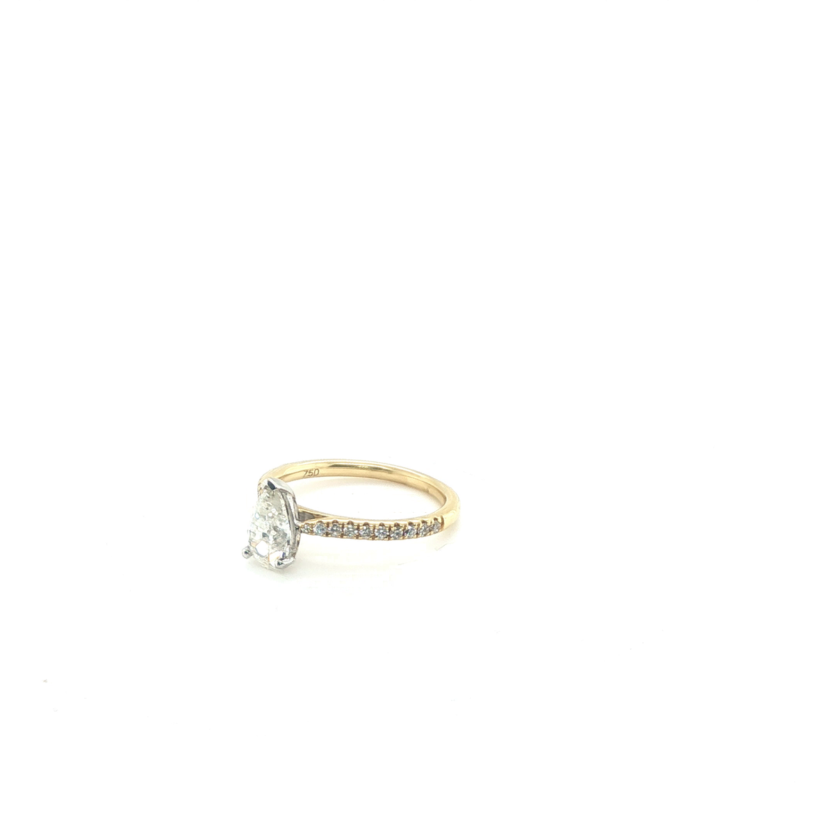 Pear Brilliant Diamond Yellow Gold Pavé Engagement Ring