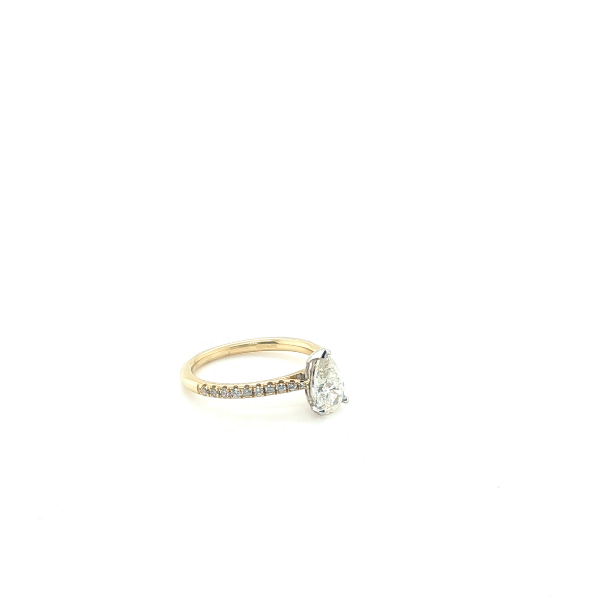 Pear Brilliant Diamond Yellow Gold Pavé Engagement Ring