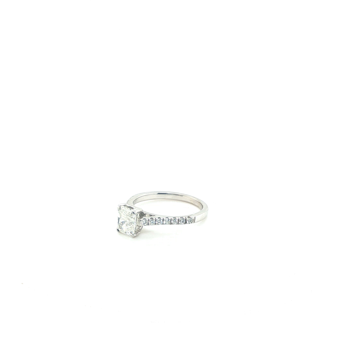 Radiant Brilliant-Cut Diamond White Gold Pavé Engagement Ring
