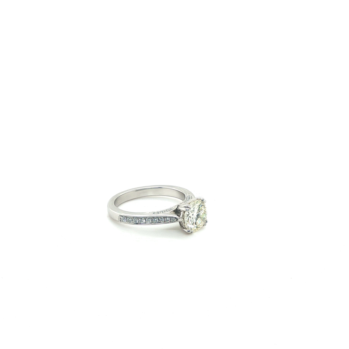 Round Brilliant Cut Diamond Milgrain Cathedral Engagement Ring in Platinum
