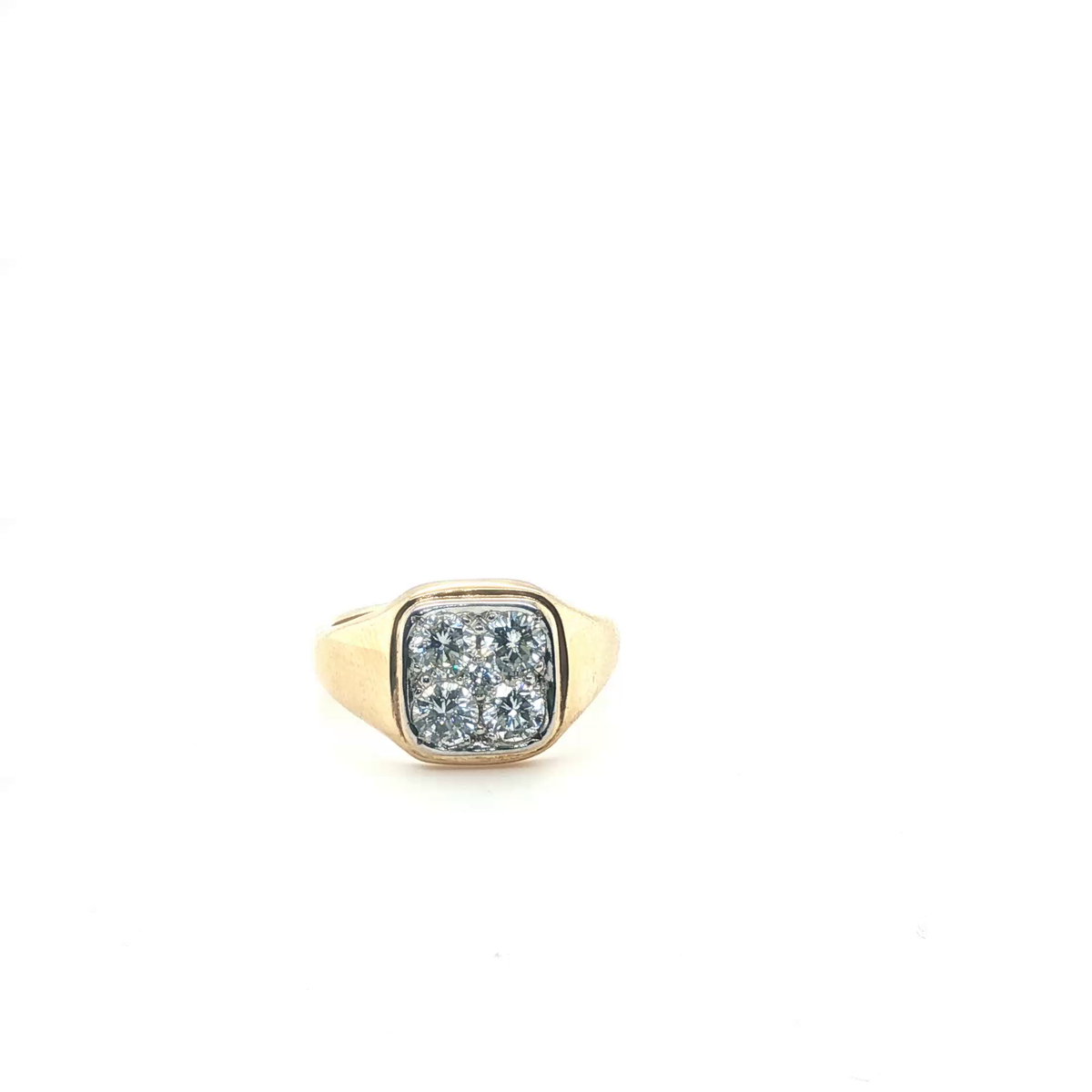 Diamond Cluster Yellow Gold Signet Ring