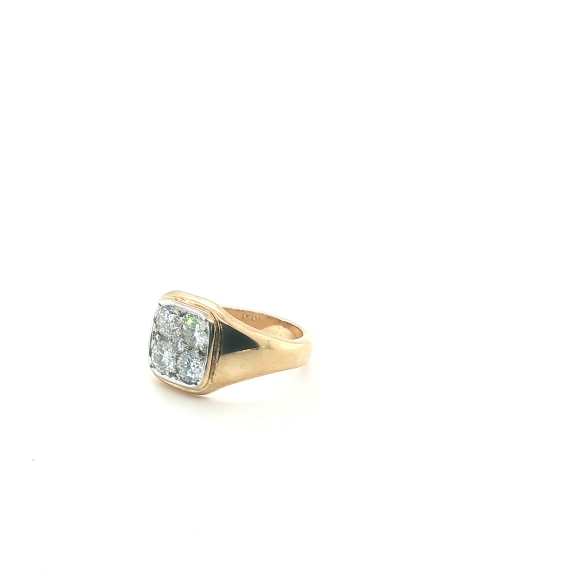 Diamond Cluster Yellow Gold Signet Ring