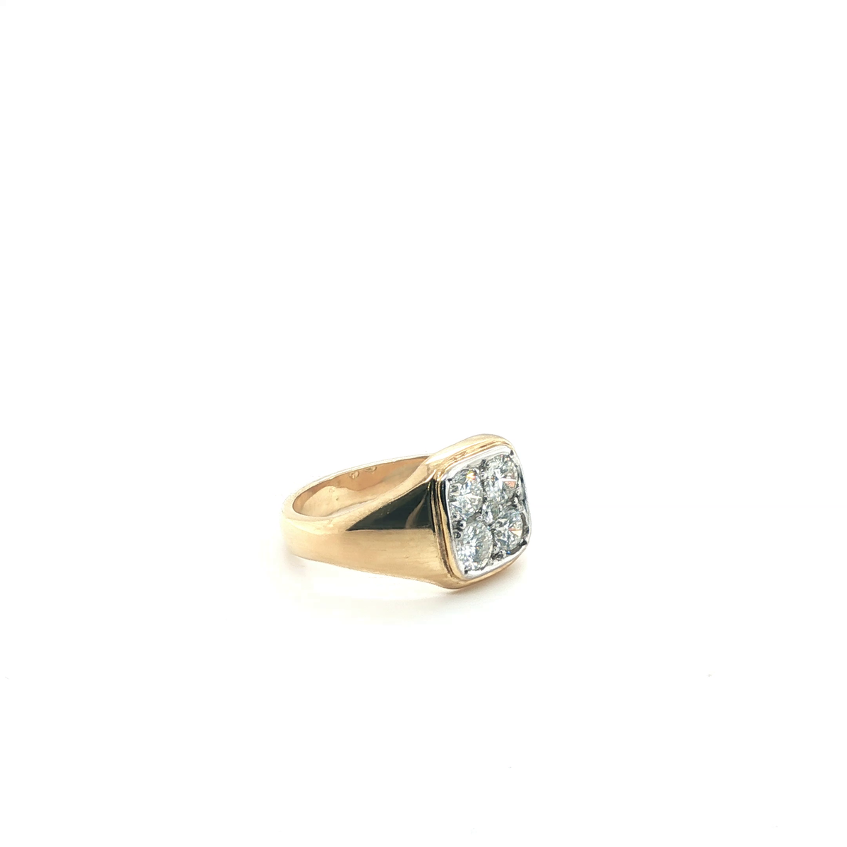 Diamond Cluster Yellow Gold Signet Ring