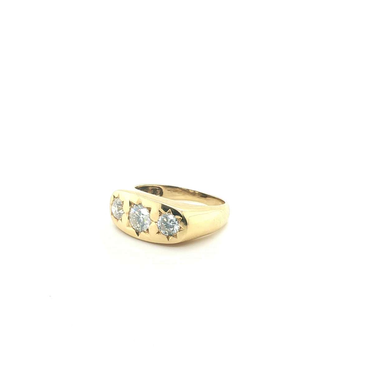 Three-Stone Diamond Star-Set Gypsy Ring in Yellow Gold