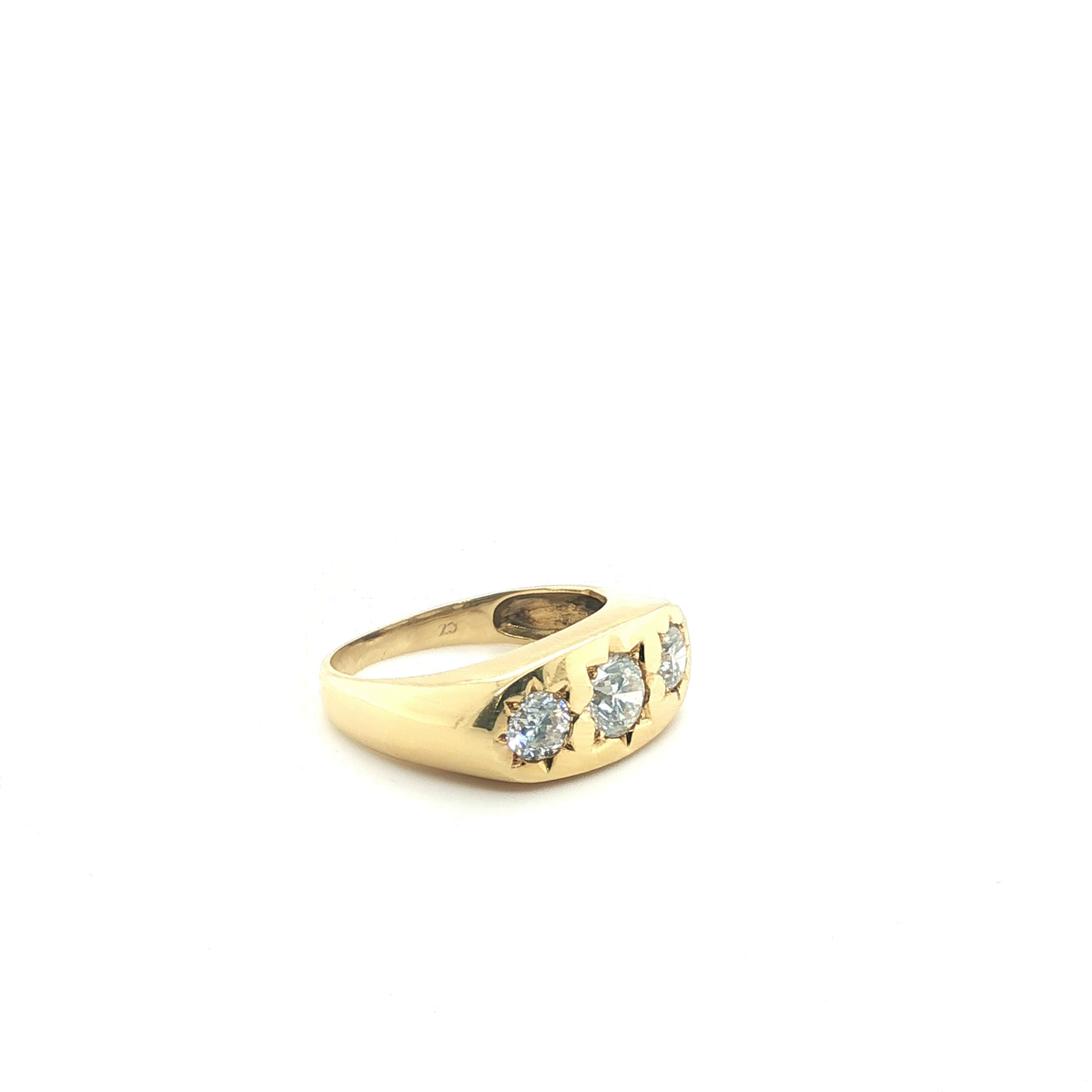 Three-Stone Diamond Star-Set Gypsy Ring in Yellow Gold