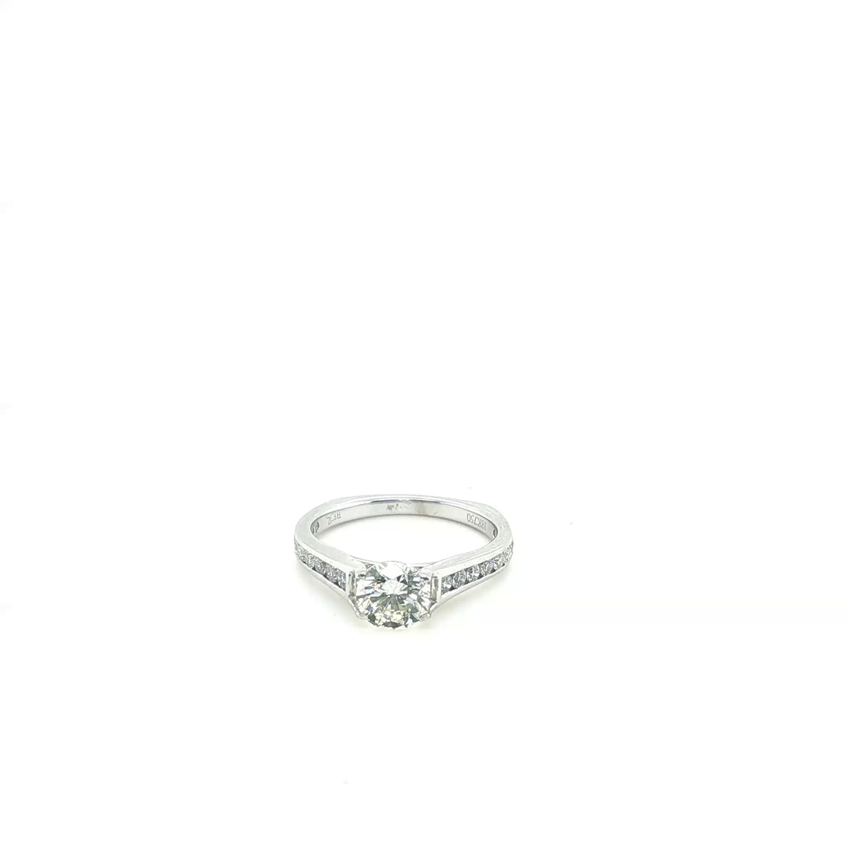 Round Brilliant Cut Diamond Channel-Set Engagement Ring in 18k White Gold