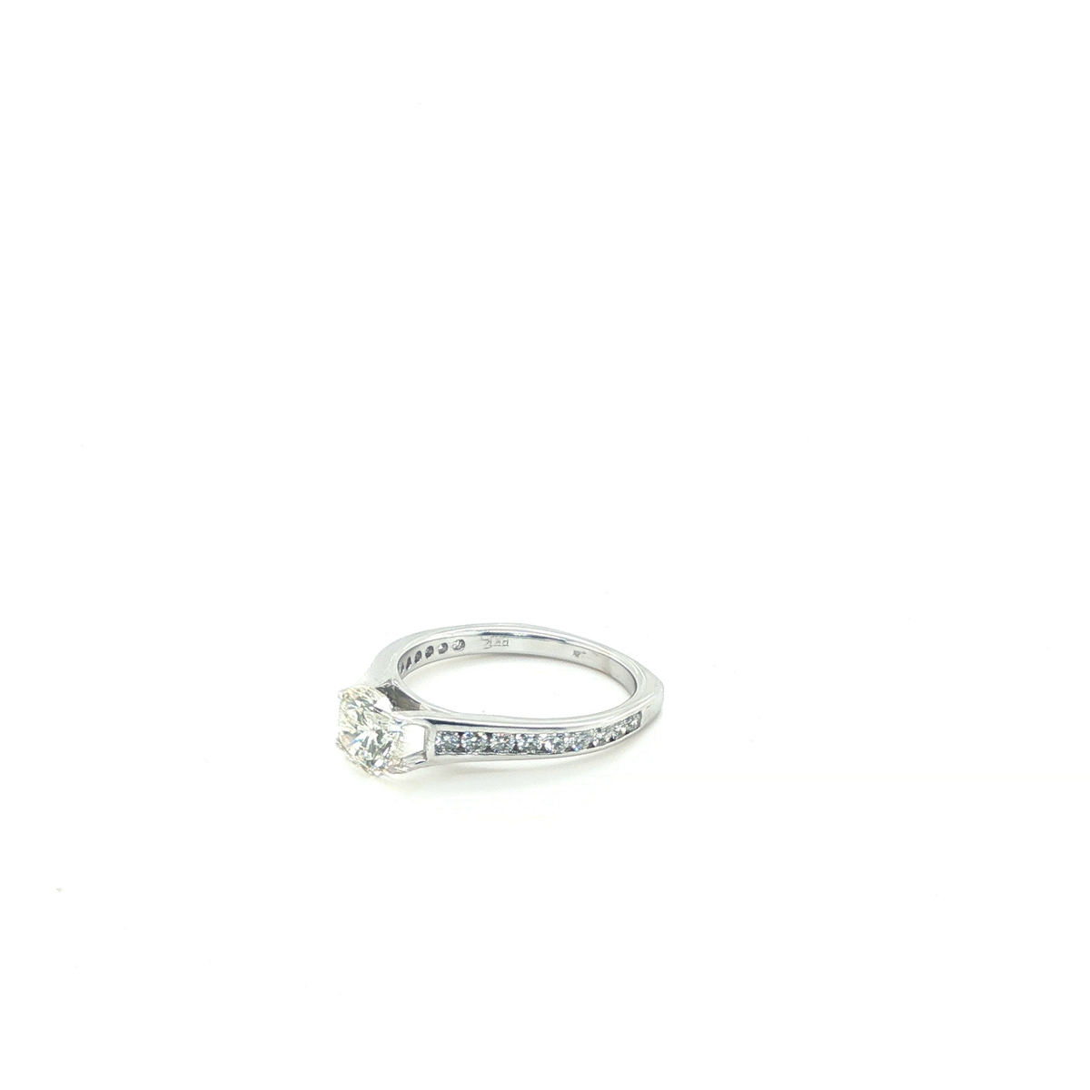 Round Brilliant Cut Diamond Channel-Set Engagement Ring in 18k White Gold