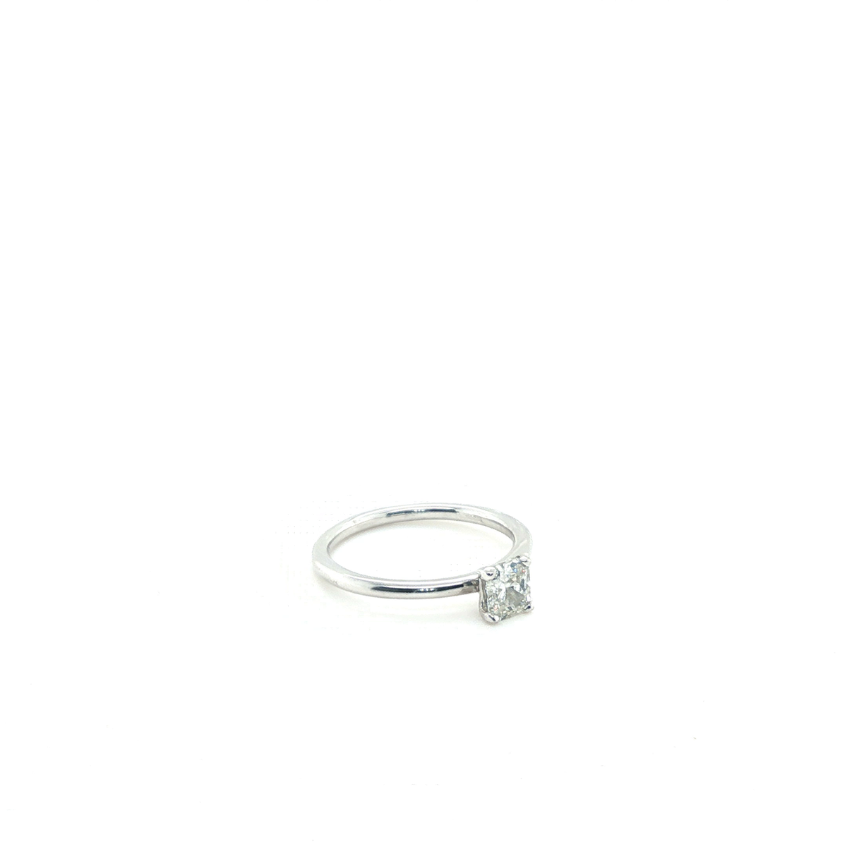 Cushion Cut Diamond Solitaire Engagement Ring in 18k White Gold