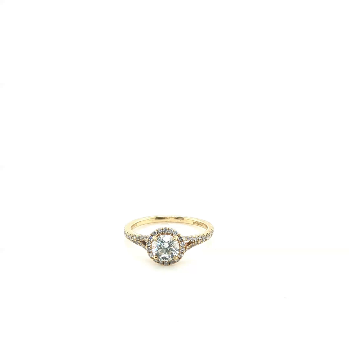 Round Brilliant Diamond Halo Engagement Ring in Yellow Gold