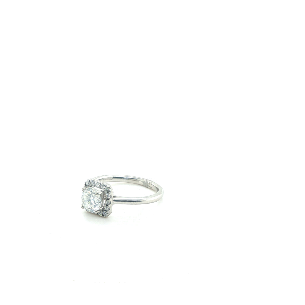 Round Brilliant Diamond Square Halo Engagement Ring in Platinum