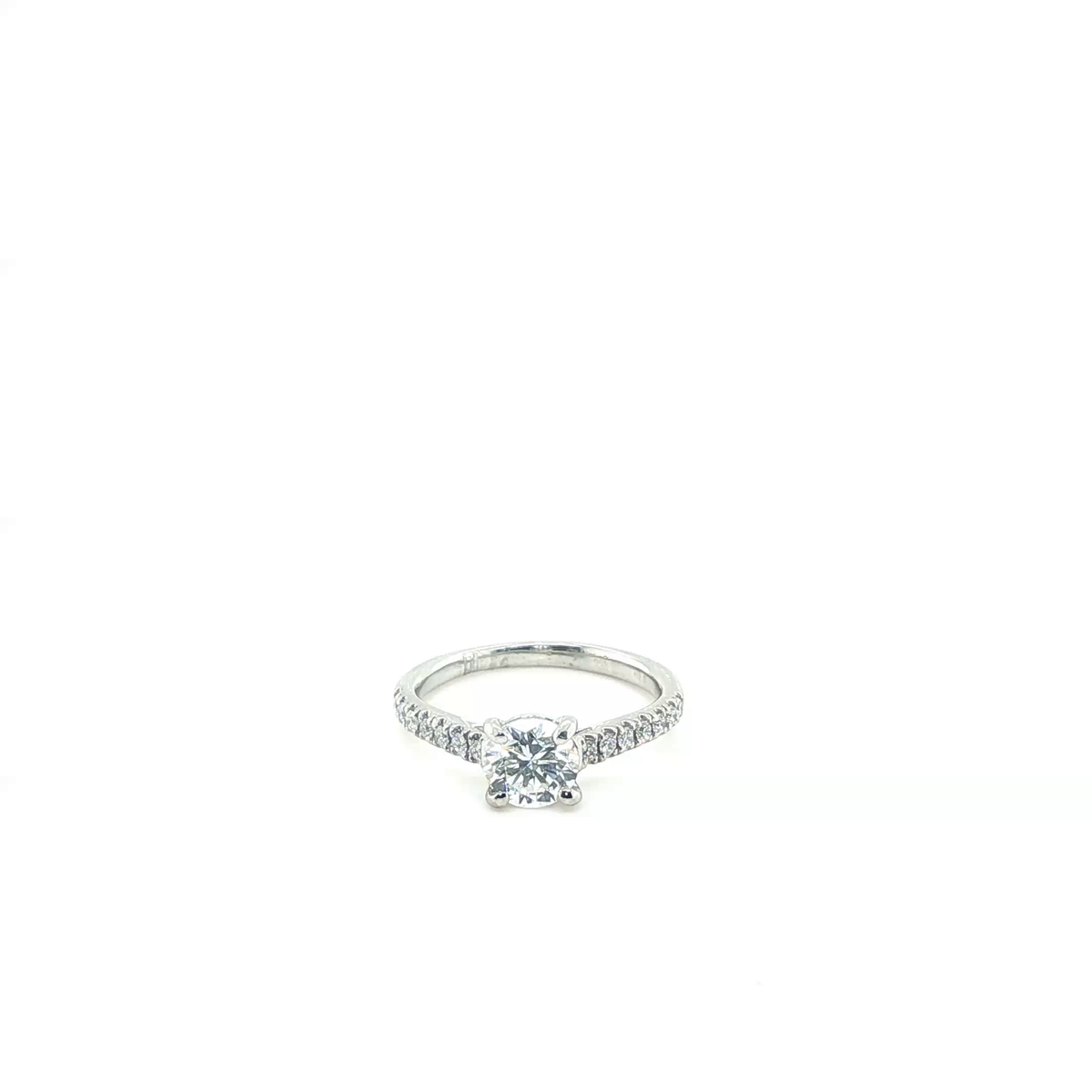 Round Brilliant-Cut Diamond Pavé Set Engagement Ring in Platinum