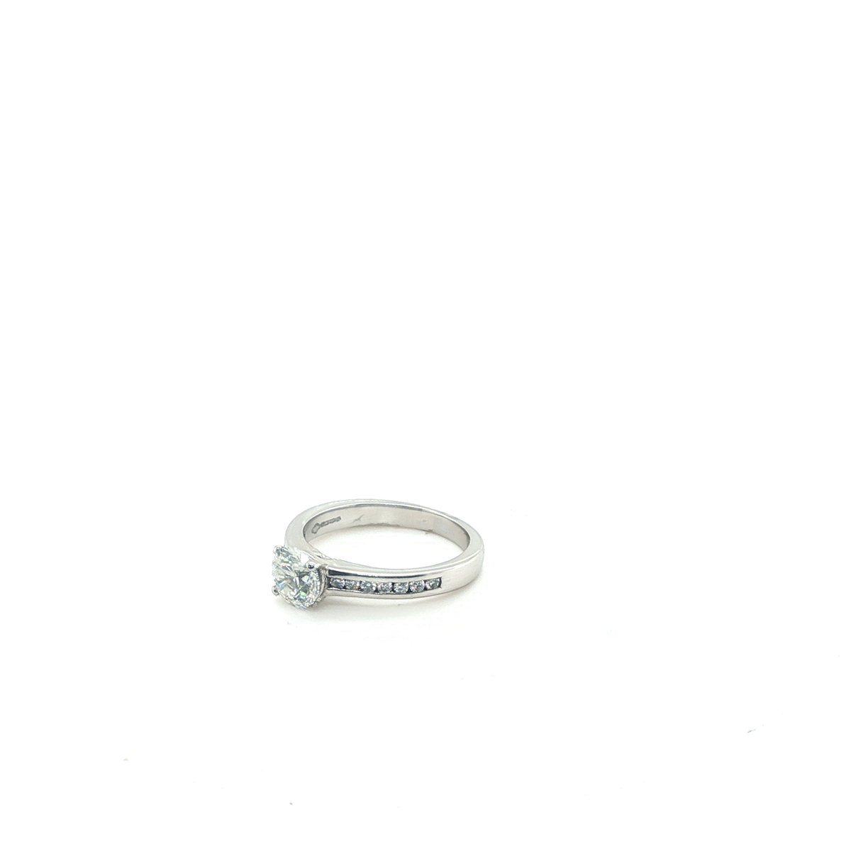 Round Brilliant Diamond Engagement Ring in Channel-Set Platinum