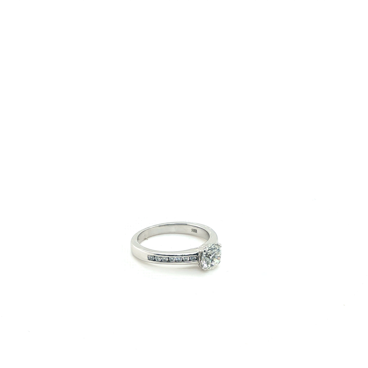 Round Brilliant Diamond Engagement Ring in Channel-Set Platinum