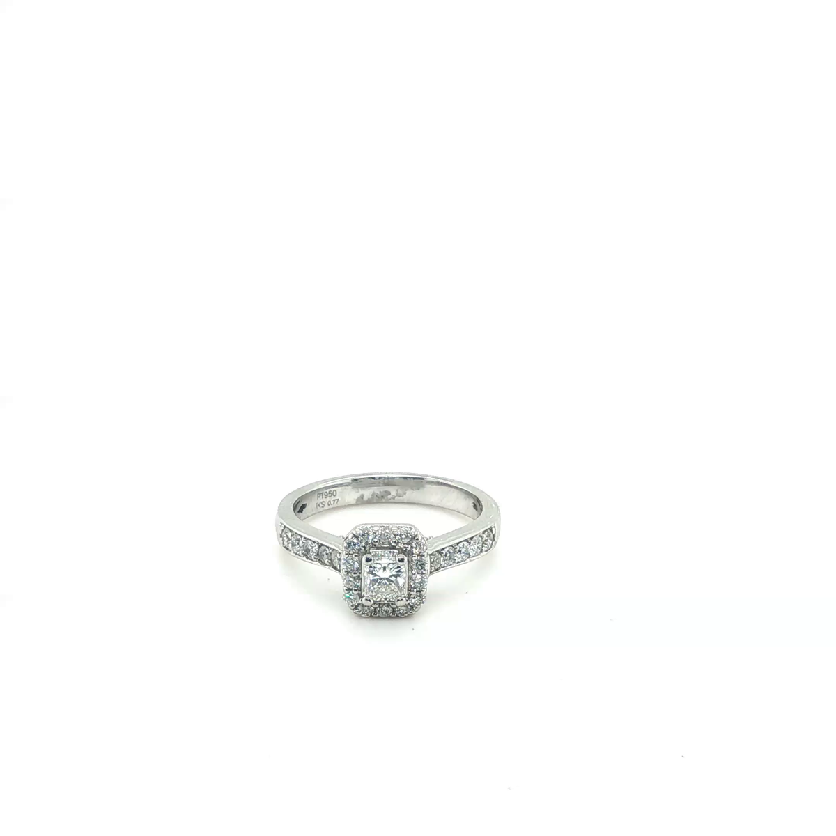 Cushion Cut Diamond Halo Platinum Engagement Ring