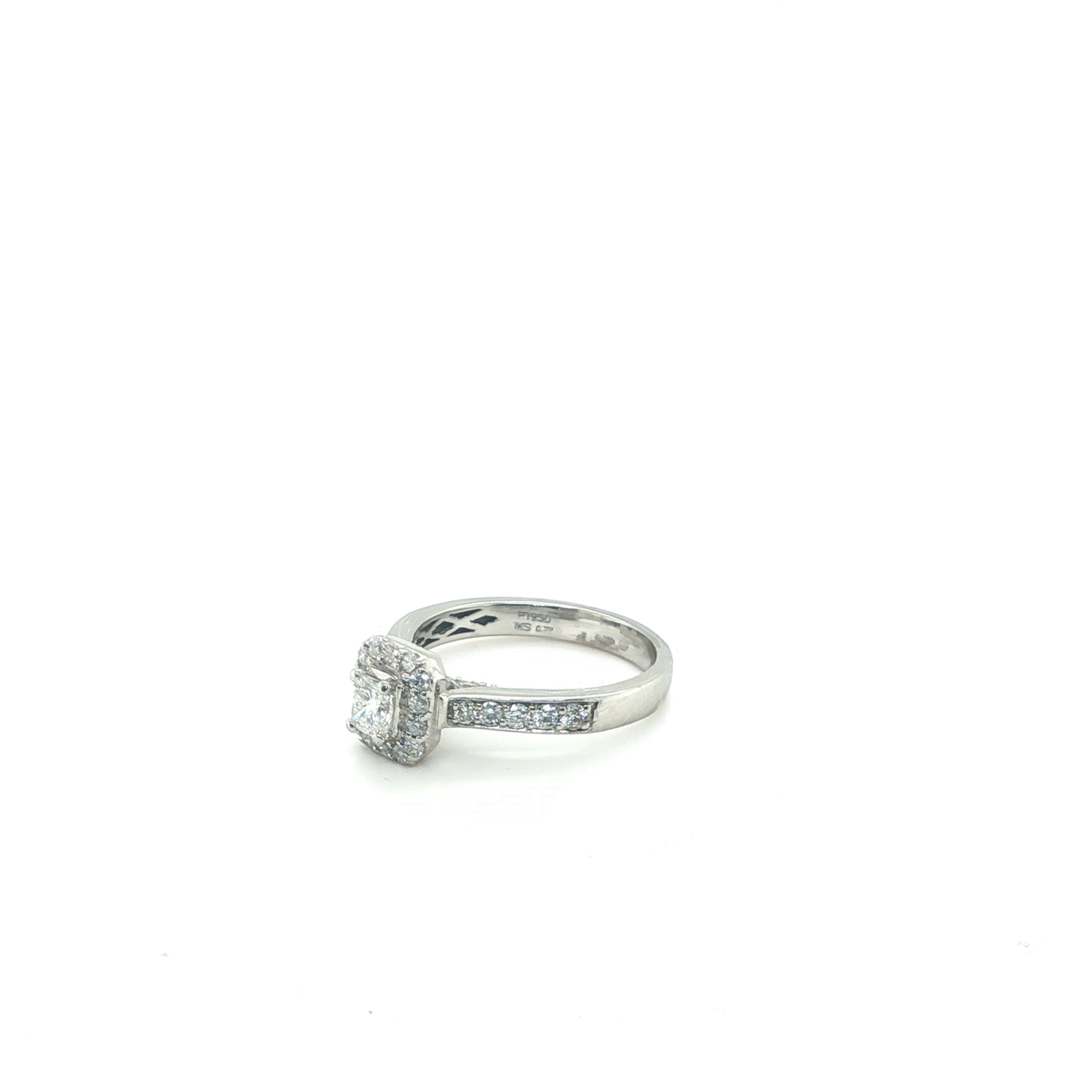 Cushion Cut Diamond Halo Platinum Engagement Ring