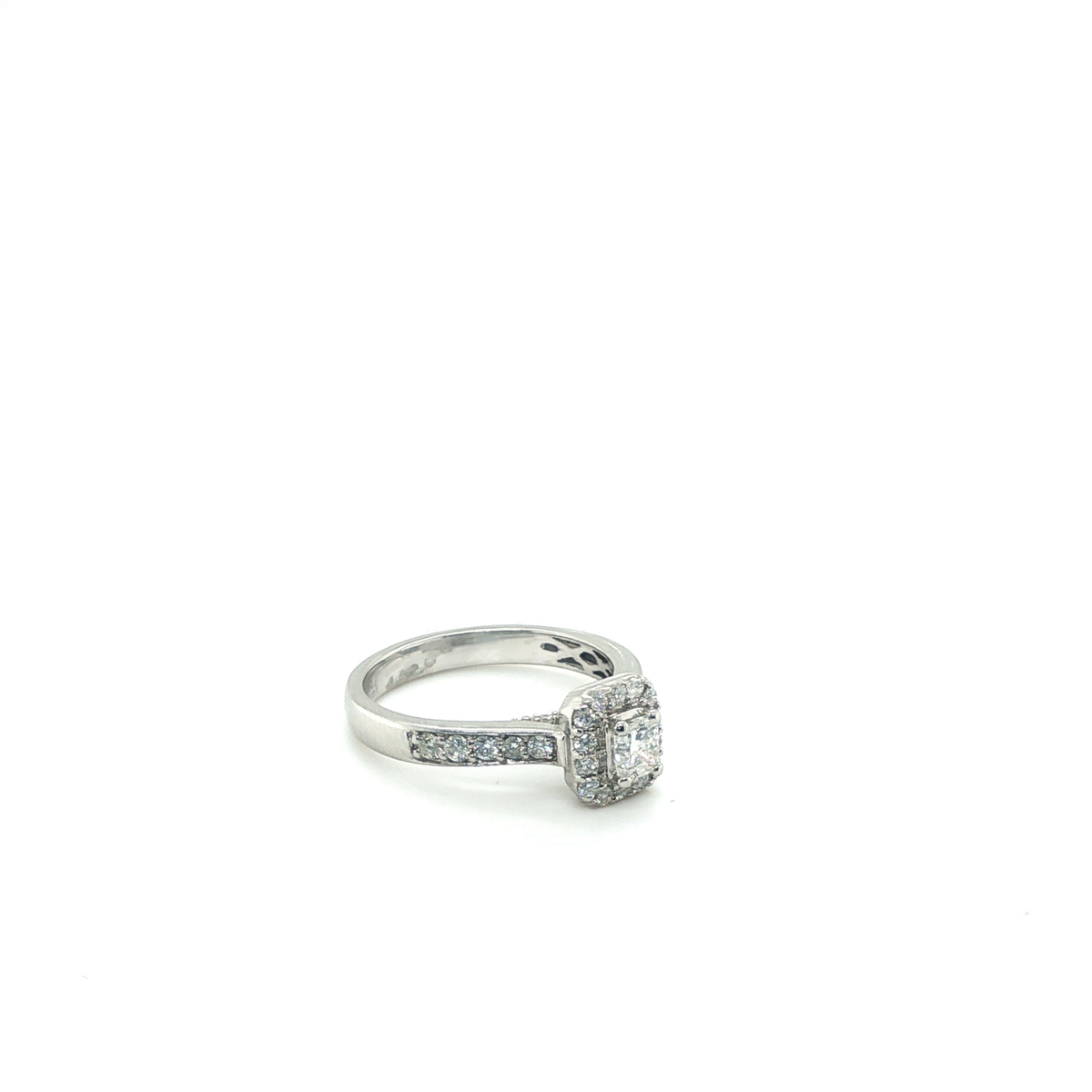 Cushion Cut Diamond Halo Platinum Engagement Ring