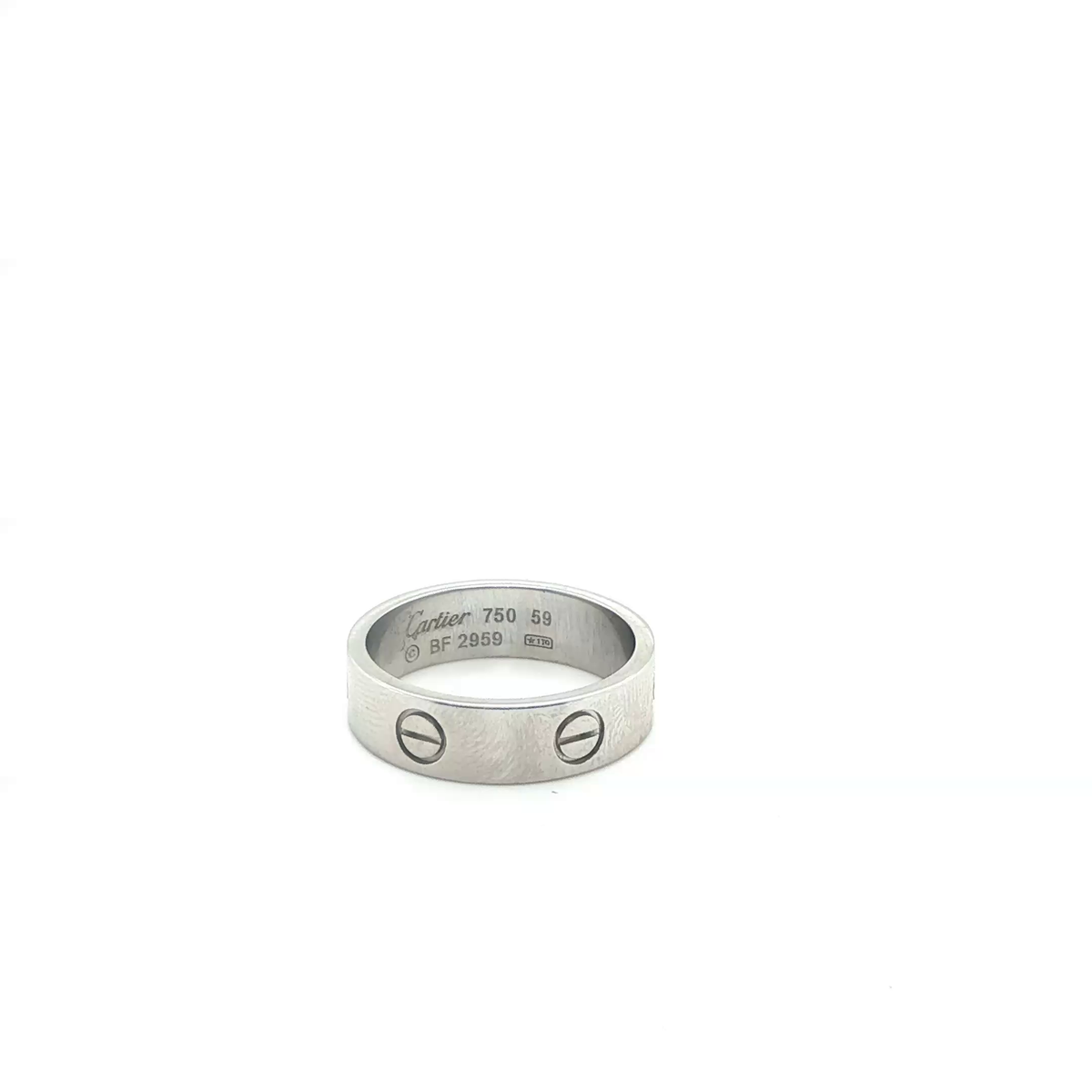 Classic White Gold Screw Motif Band Ring with Brushed Finish