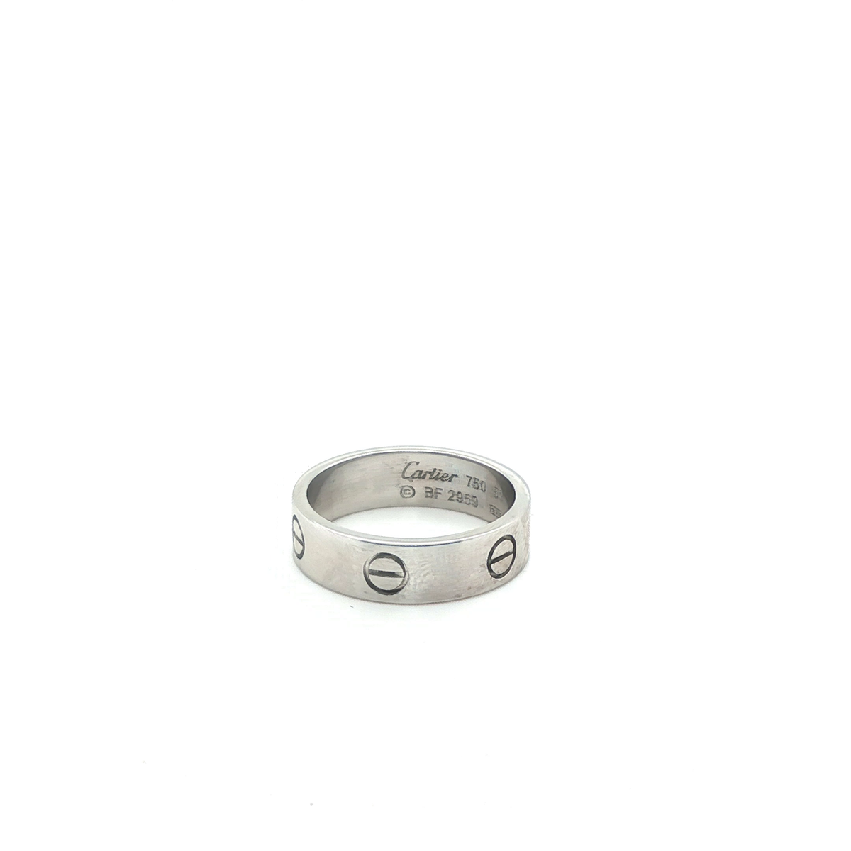 Classic White Gold Screw Motif Band Ring with Brushed Finish