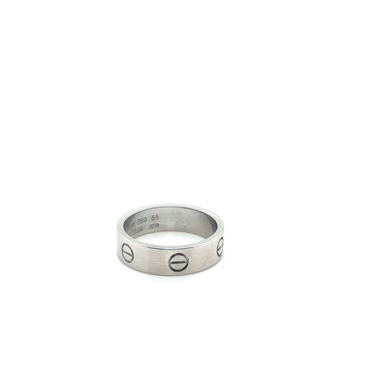 Classic White Gold Screw Motif Band Ring with Brushed Finish