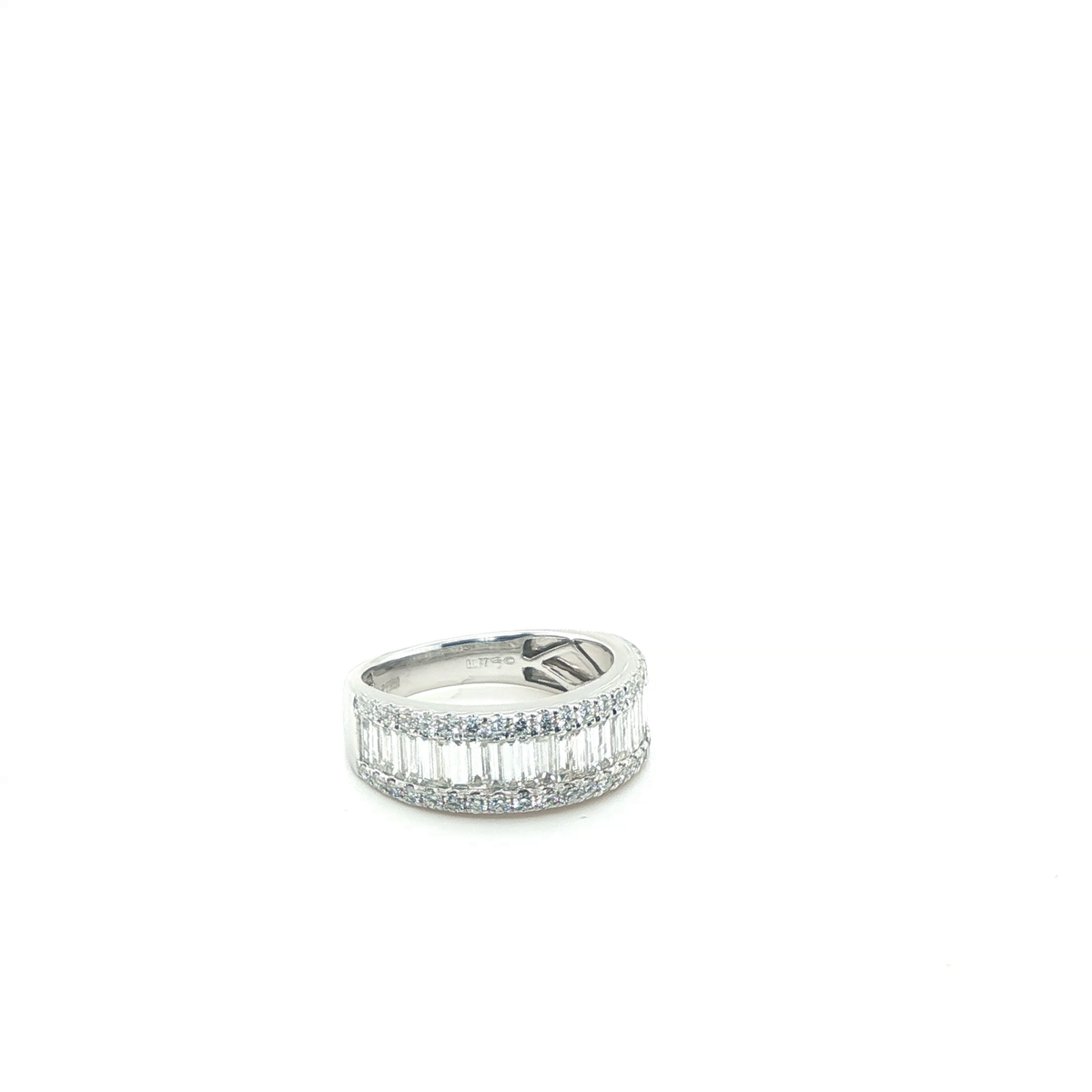 Baguette and Brilliant Round Diamond Platinum Multi-Row Eternity Band