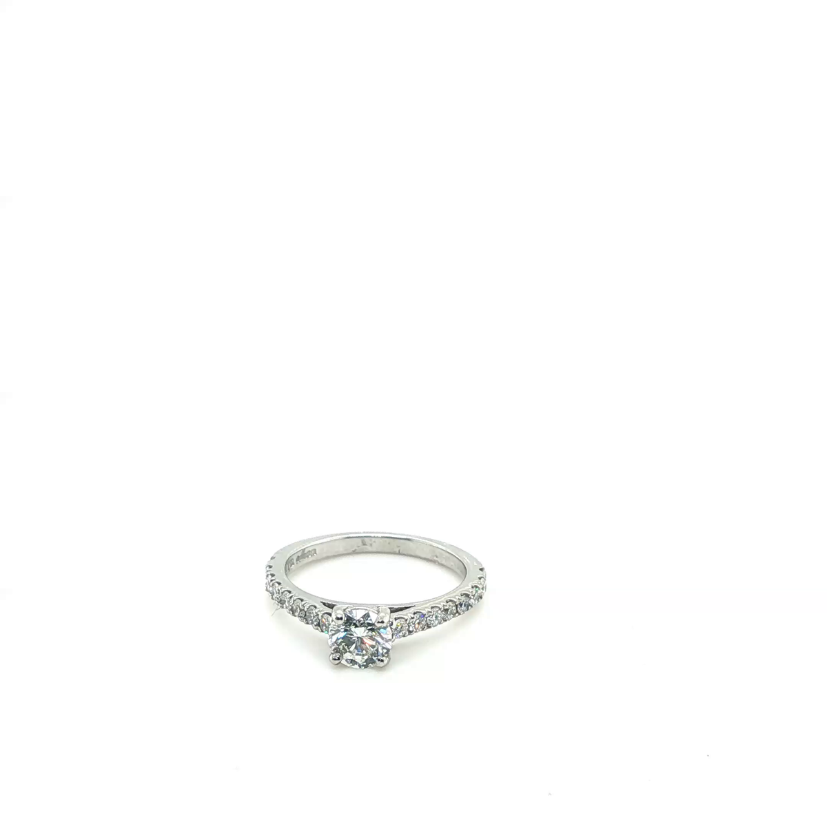 Round Brilliant Cut Diamond Pavé Engagement Ring in Platinum