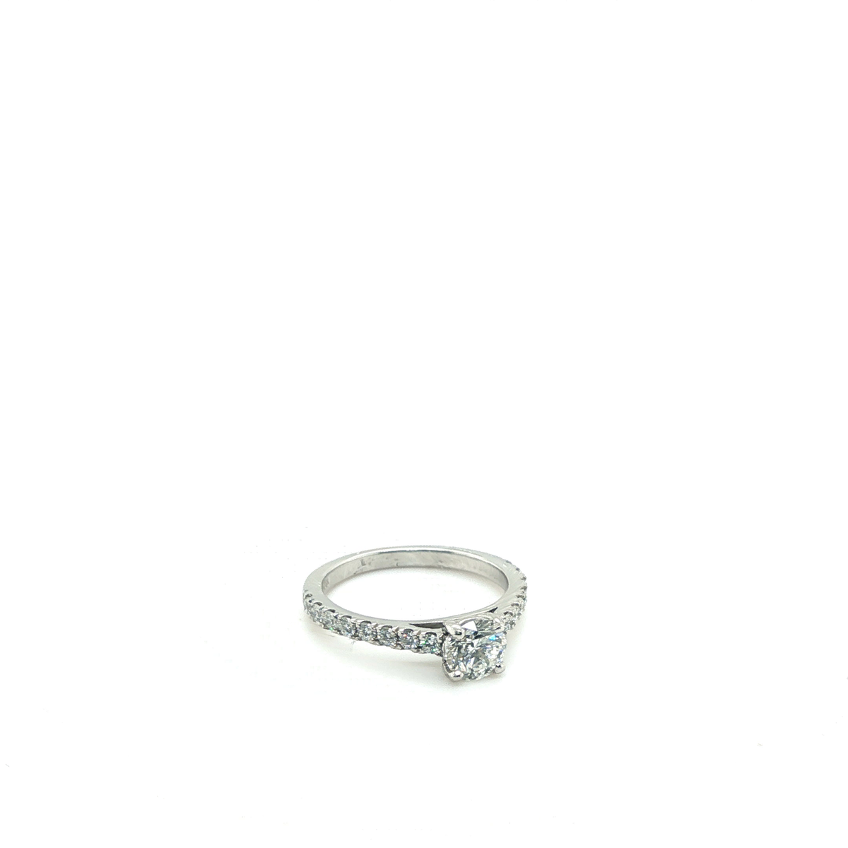 Round Brilliant Cut Diamond Pavé Engagement Ring in Platinum